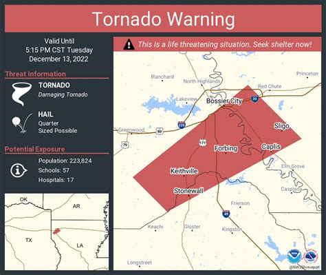 NWS Shreveport On Twitter Tornado Warning Including Bossier City LA