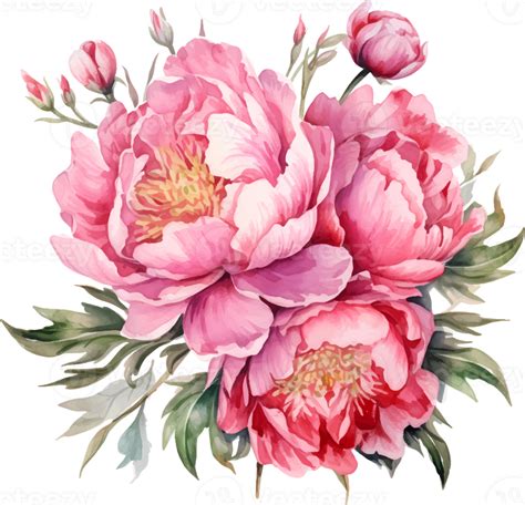 Peonies Flowers Watercolor Ai Generate 25860302 Png