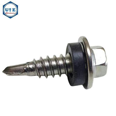 Hex Indent Flange Head Self Drilling Screw With Black Epdm Washer Made