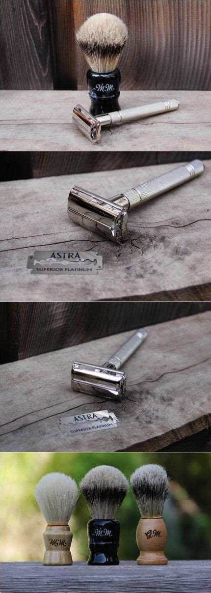 Personalized Double Edge Safety Razor Set With Shaving Brush Blades