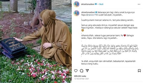 Pesan Menyentuh Okie Setiana Dewi Beberapa Jam Jelang Pernikahan Ria