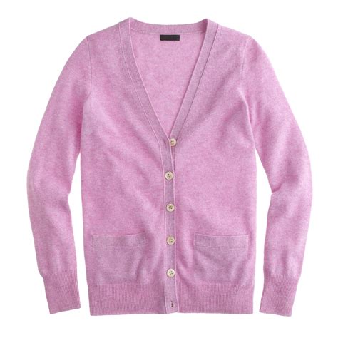 Lyst Jcrew Collection Cashmere Boyfriend Cardigan Sweater In Purple