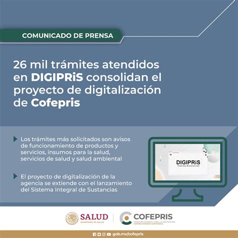 Cofepris On Twitter Mil Tr Mites Atendidos En Digipris Consolidan