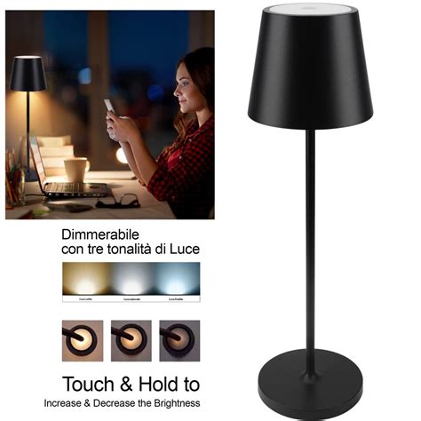 LAMPADA DA TAVOLO EFFETTO BRONZO RICARICABILE USB LUME LUCE CALDA PER