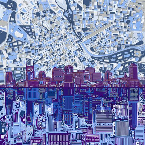 Nashville Skyline Abstract 8 Painting By Bekim Art