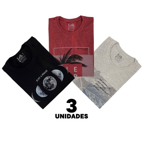 Kit Camisetas Masculinas Estampadas Em Algod O Premium Blusas