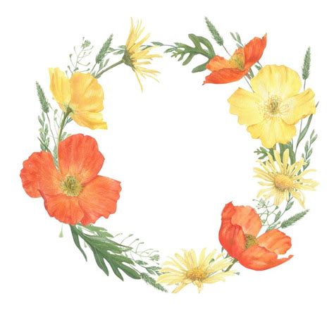 Premium Photo Wreath Of Watercolor Flowers