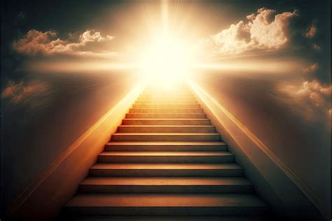 Premium Photo | Bright light on end of stairway to heaven