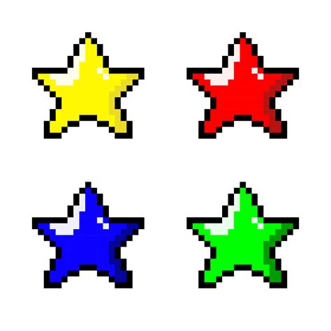 Star Pixel Art Pixel Art Style Yellow Blue Green Star 21054739 Vector