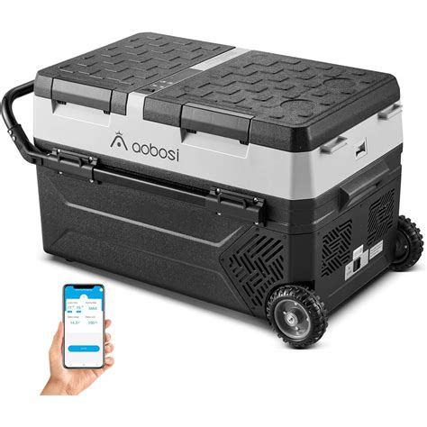 Aobosi Portable Refrigerator On Wheels Dual Door Dual Zone 45qt42l