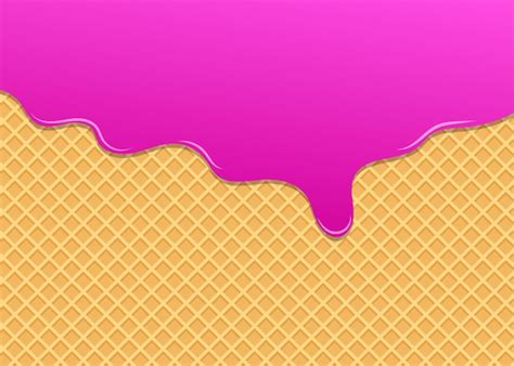 Premium Vector Melted Strawberry Cream On Waffle Background Sweet Ice