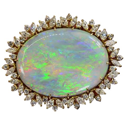 50CT Australian Precious Solid Semi Black Opal Diamond 18k Solid Gold