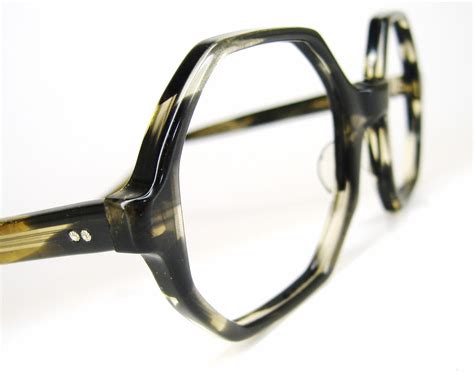 Vintage 60s Tortoise Octagon Eyeglasses Frame By Vintage50seyewear