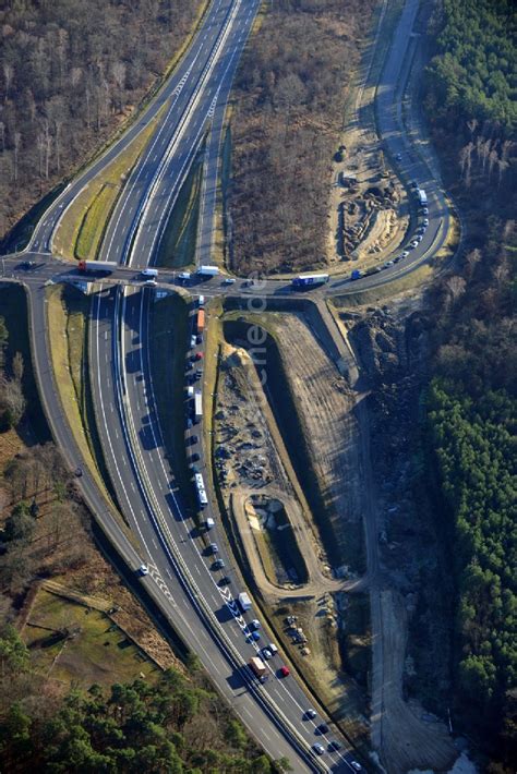 Stahnsdorf OT Güterfelde von oben Baustelle zum Ausbau und Umbau der