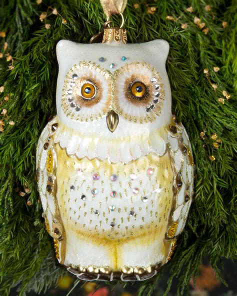 Jay Strongwater Owl Christmas Ornament