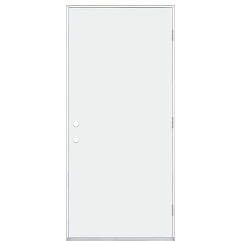 Masonite 36 In X 80 In Premium Flush Left Hand Outswing Primed Steel Prehung Front Door No