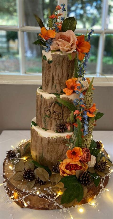 Woodland Inspired Wedding Cake Ideas Three Tier Elegant Woodland