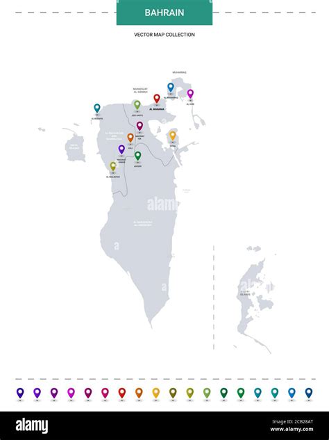 Bahrain Map With Location Pointer Marks Infographic Vector Template