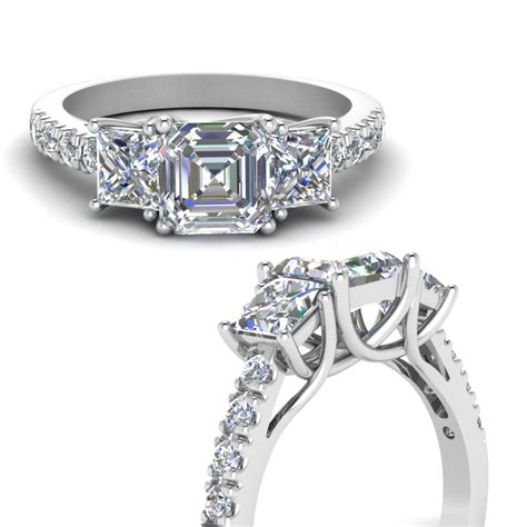 3 Carat Asscher Cut Diamond Engagement Rings