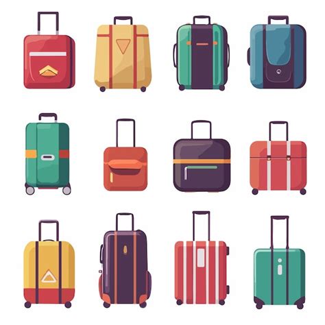 Travel Bag Icon Set Explore Premium Vacation Baggage And Luggage