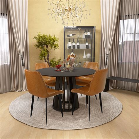 Conjunto Mesa De Jantar Redonda Preta Talia Cm Cadeiras