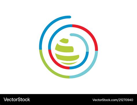 Circle Globe Colored Logo Royalty Free Vector Image