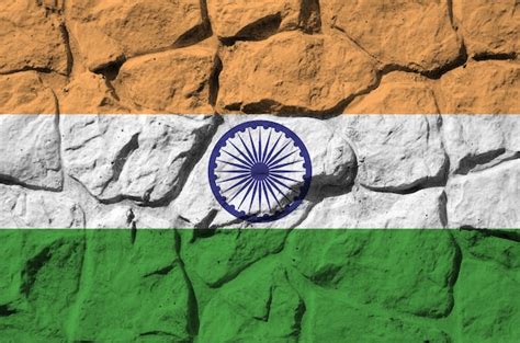 Premium Photo India Flag Depicted In Paint Colors On Old Stone Wall