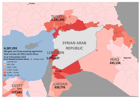 Map Of Syrian Refugee Density And Camp Placements In Border Hosting