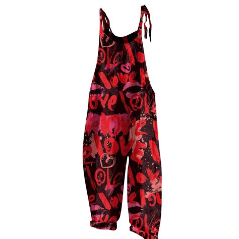 Dengdeng Valentine S Day Baggy Overalls For Women Scoop Straps Elegant