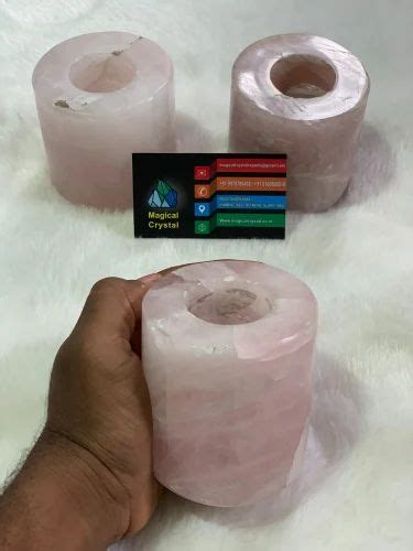 Pink Natural Stone Rose Quartz Candle Holder 1kg Sizedimension 3