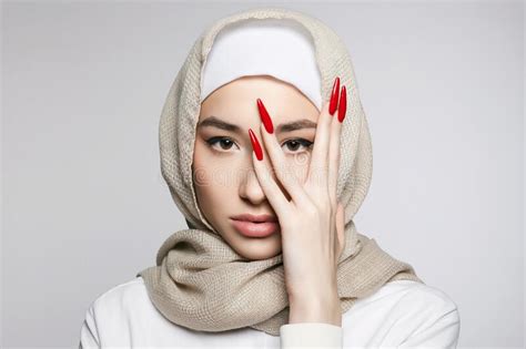 Beautiful Islamic Young Woman With Long Nails Beauty Girl In Hijab