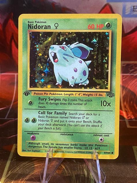 Nidoran Jungle Fossil Base Set Pokemon Custom Card Holographic Etsy