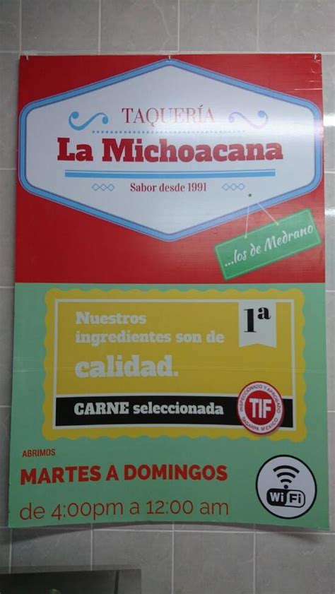 Carta Del Restaurante Taqueria La Michoacana Zapopan Calle Calz Del