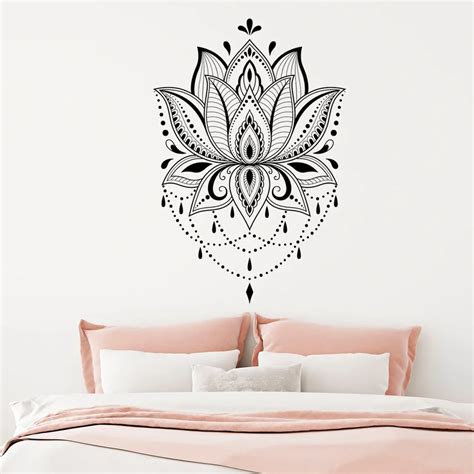 Lotus Wall Sticker Boho Vinyl Wall Decar Mandala Wall Decols Yoga