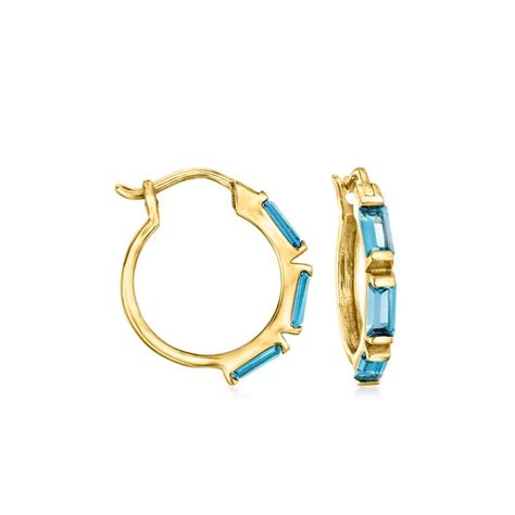 London Blue Topaz Hoop Earrings In 14kt Yellow Gold