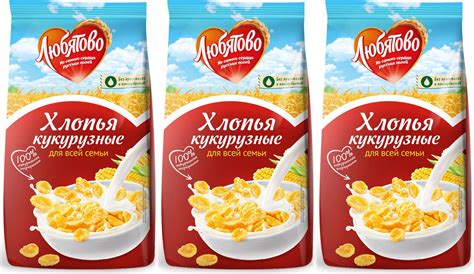 Хлопья Любятово кукурузные 300 г, комплект: 3 упаковки — купить в ...