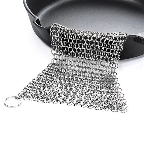 Cast Iron Cleaner XL 8x6 Premium Stainless Steel Chainmail Scrubber For