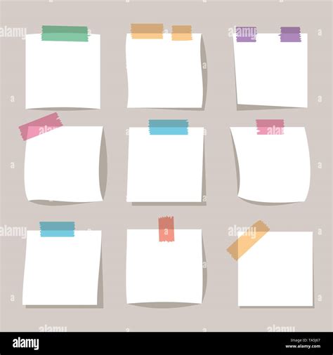 Vector Collection Of Square Paper Notes White Memo Stickers Isolated