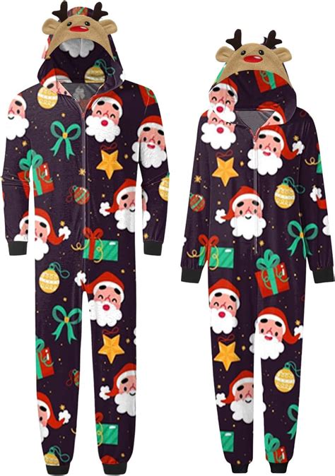 Sorlife Couples Matching Christmas Pajamas Hoodie Fleece