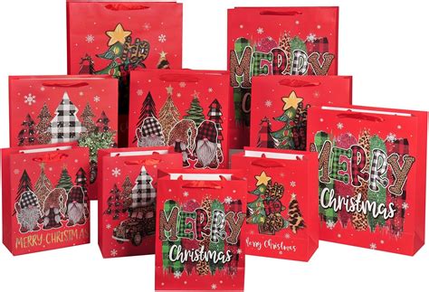 Amazon Seamoy Heavy Duty Christmas Gift Bags 10 Pack Reusable