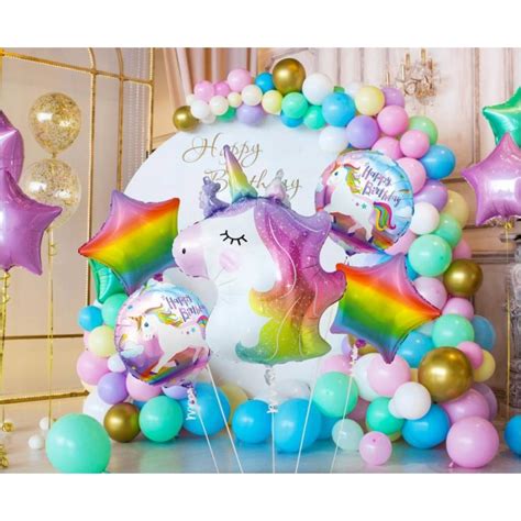 Ensemble De Ballons Licorne En Aluminium