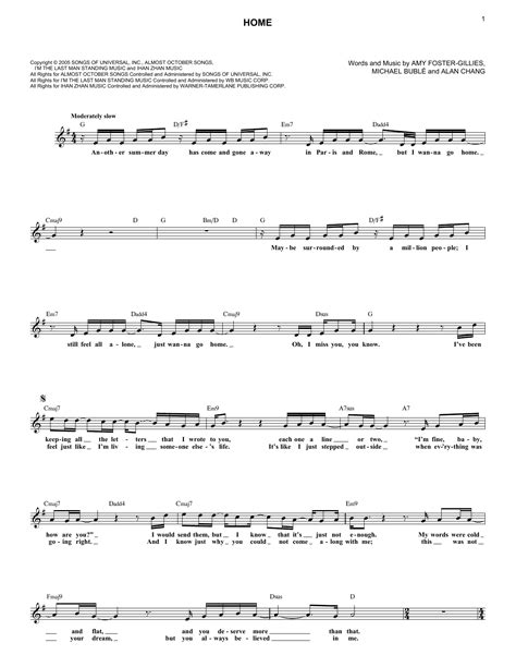 Home By Michael Bublé Sheet Music For Lead Sheet Fake Book At Sheet