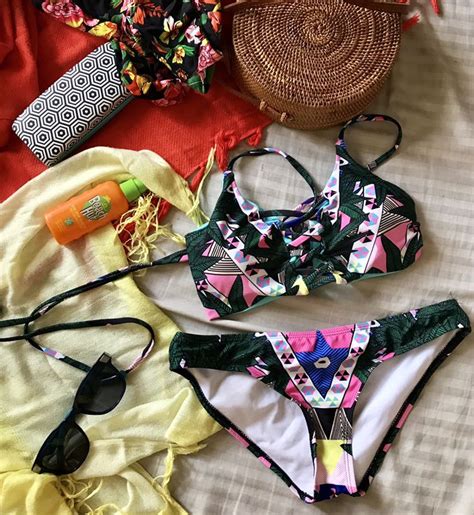 Green Floral Two Piece Bikini Women S Fashion Swimwear Bikinis Swimsuits On Carousell