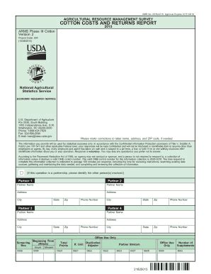 Fillable Online Ers Usda COTTON COSTS AND RETURNS REPORT Ers Usda Fax