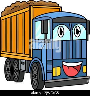 Dump Truck Cartoon Clipart Colored Illustration Stock Vector Image