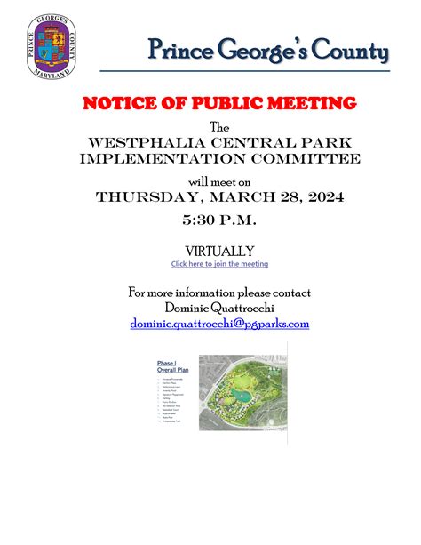 Westphalia Central Park Implementation Committee | Prince George's