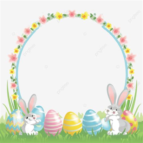 Easter Frame Eggs And Rabbits Easter Rabbit Egg PNG Transparent