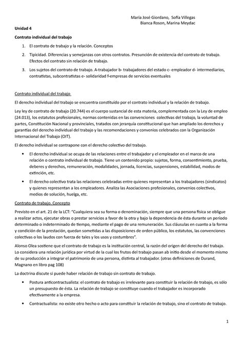 Bolilla Resumen Derecho Laboral Unidad Giordano Villegas