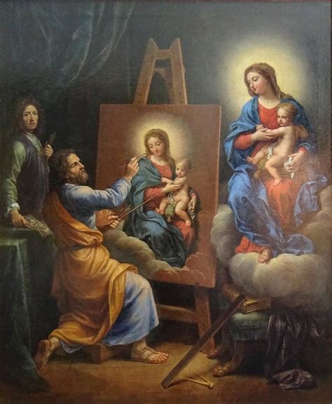 Self Portrait With Saint Luke Painting The Virgin By Pierre Ii Mignard