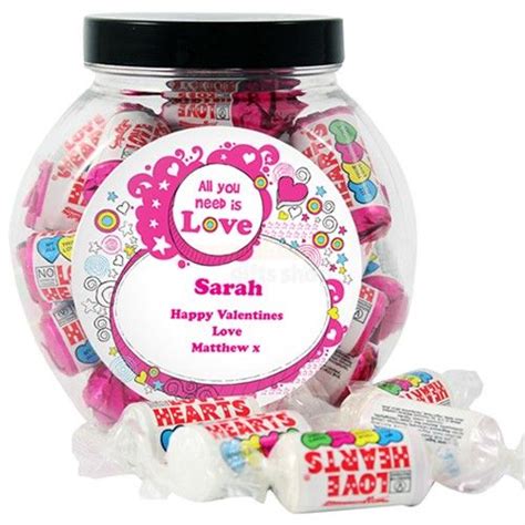 Personalised Love Heart Sweet Jar Personalised Love Hearts Sweet